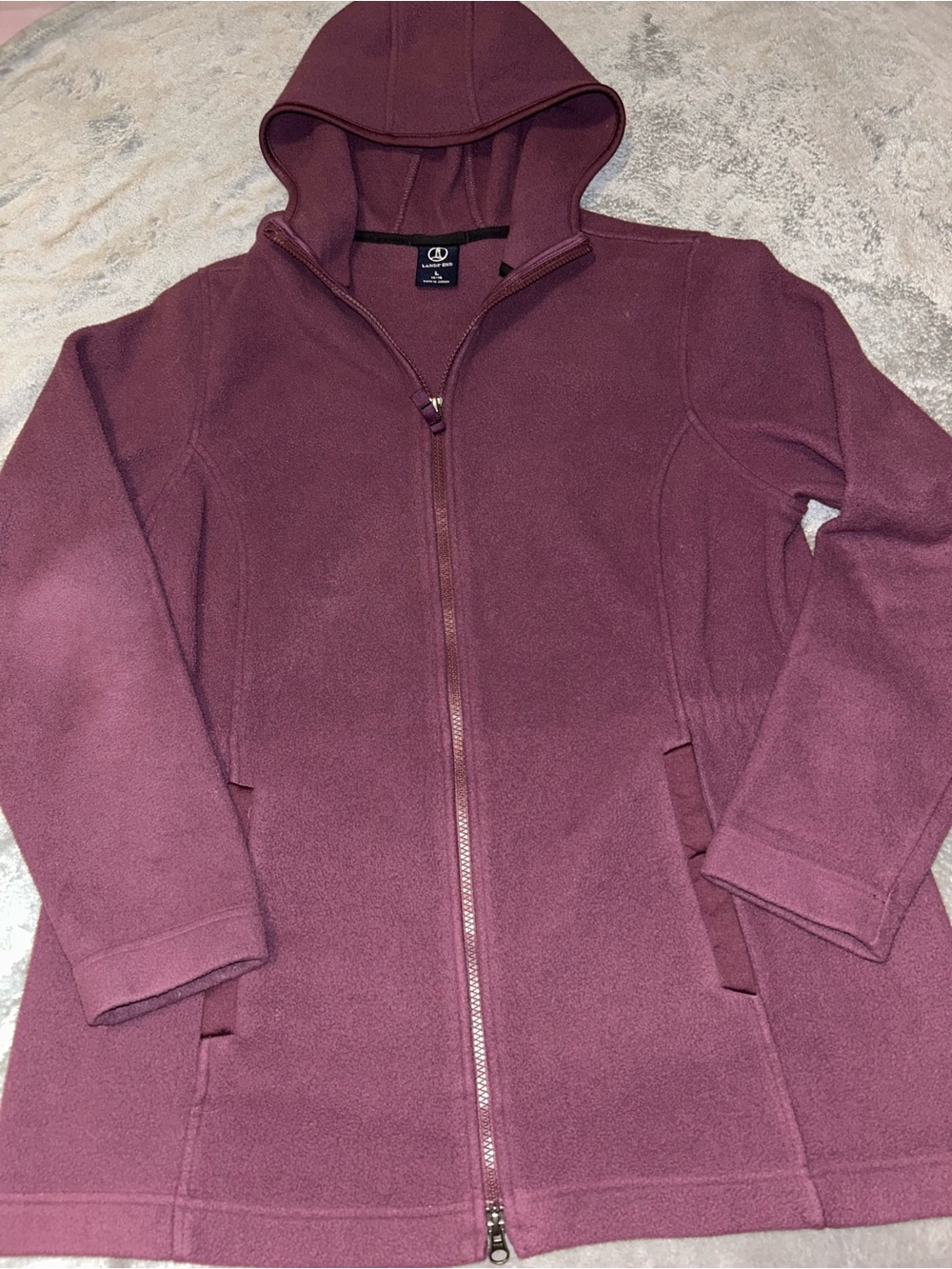 Lands' End Women's Full-Zip Hooded Fleece Jacket Size Large (14-16)